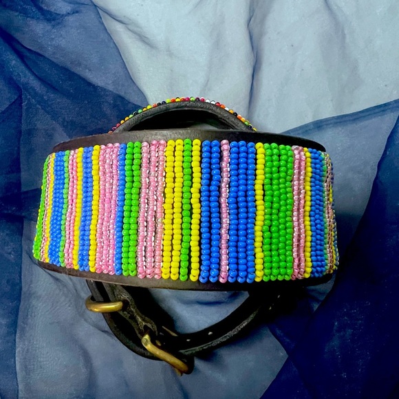 Hand beaded large dog collar - Picture 1 of 5